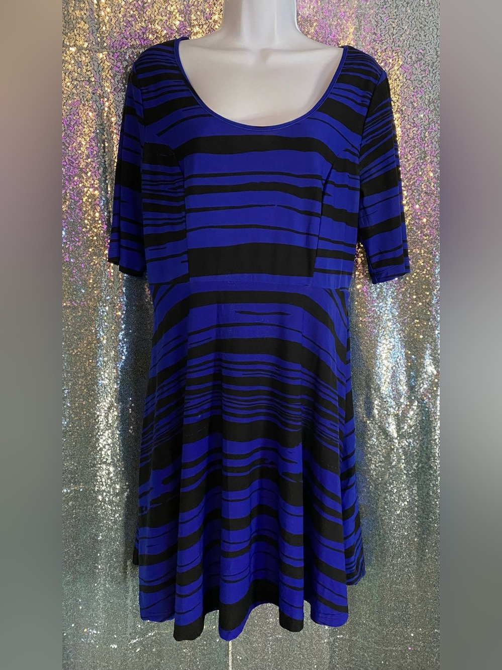💙🖤 DOTS ELECTRIC COBALT + BLACK SWING DRESS 🖤💙